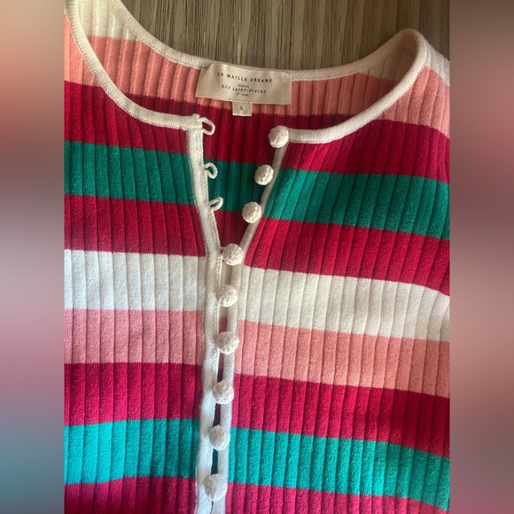 La Maille Sezane Striped Long Dress Wool Blend Multicolored Sz Small - Picture 8 of 13